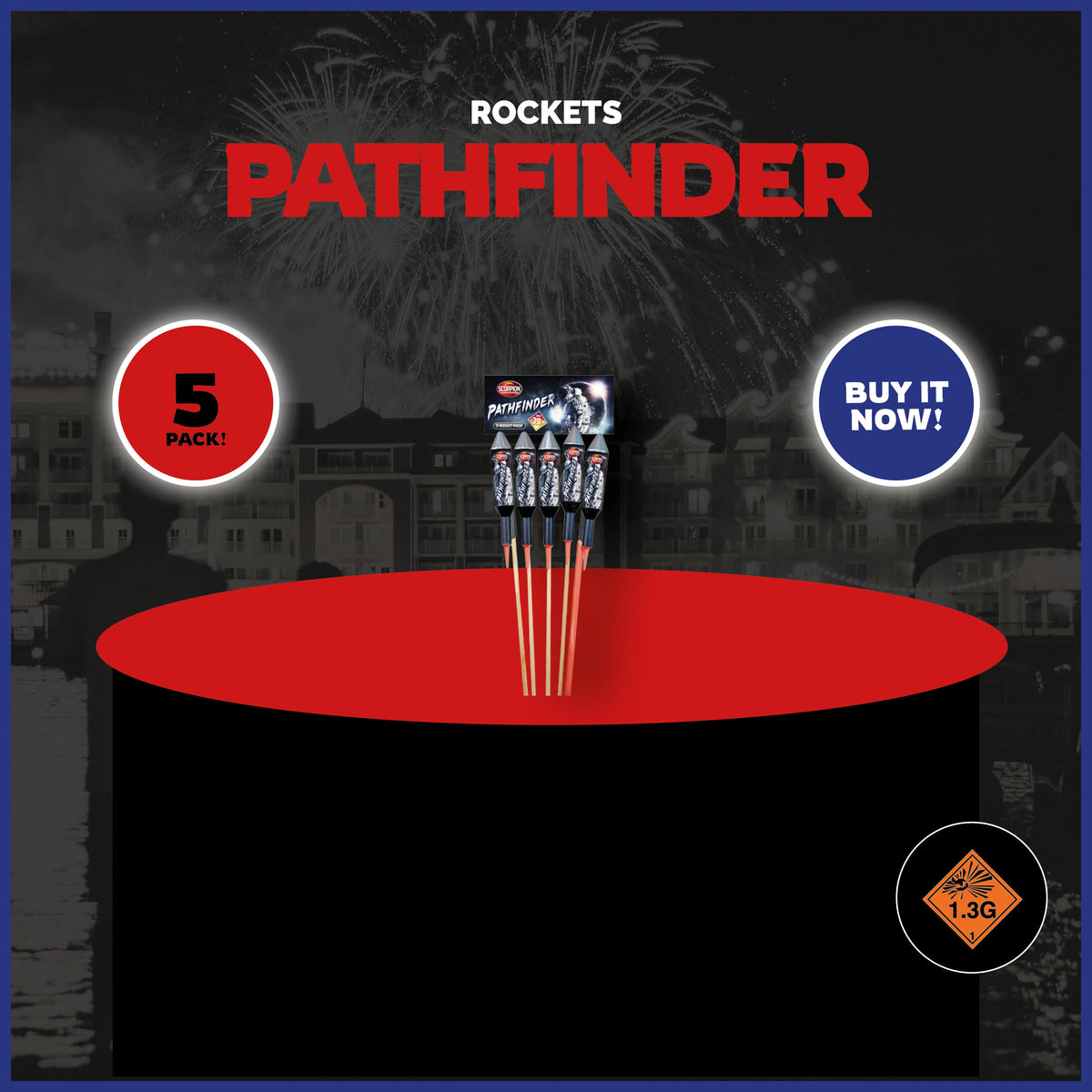 Scorpion Fireworks Pathfinder Rockets 5 Pieces