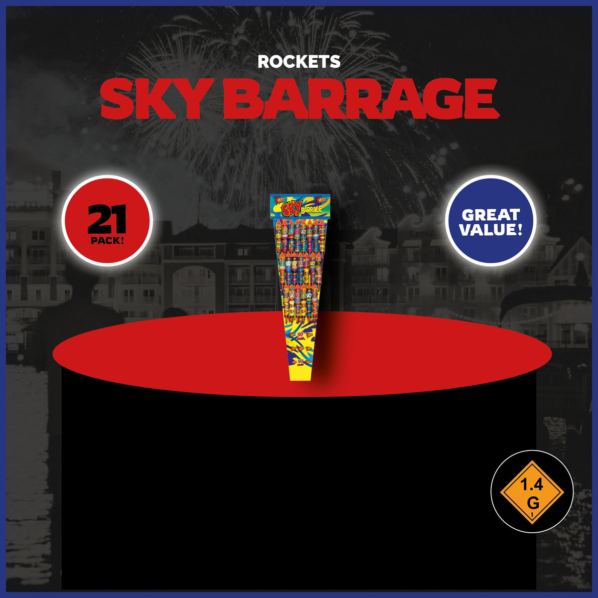 Spook Fireworks Sky Barrage Rockets 21 Pack