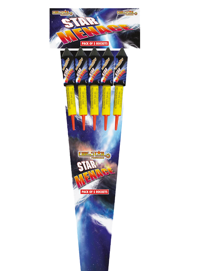 Firestar Fireworks Star Menace 5 Pieces