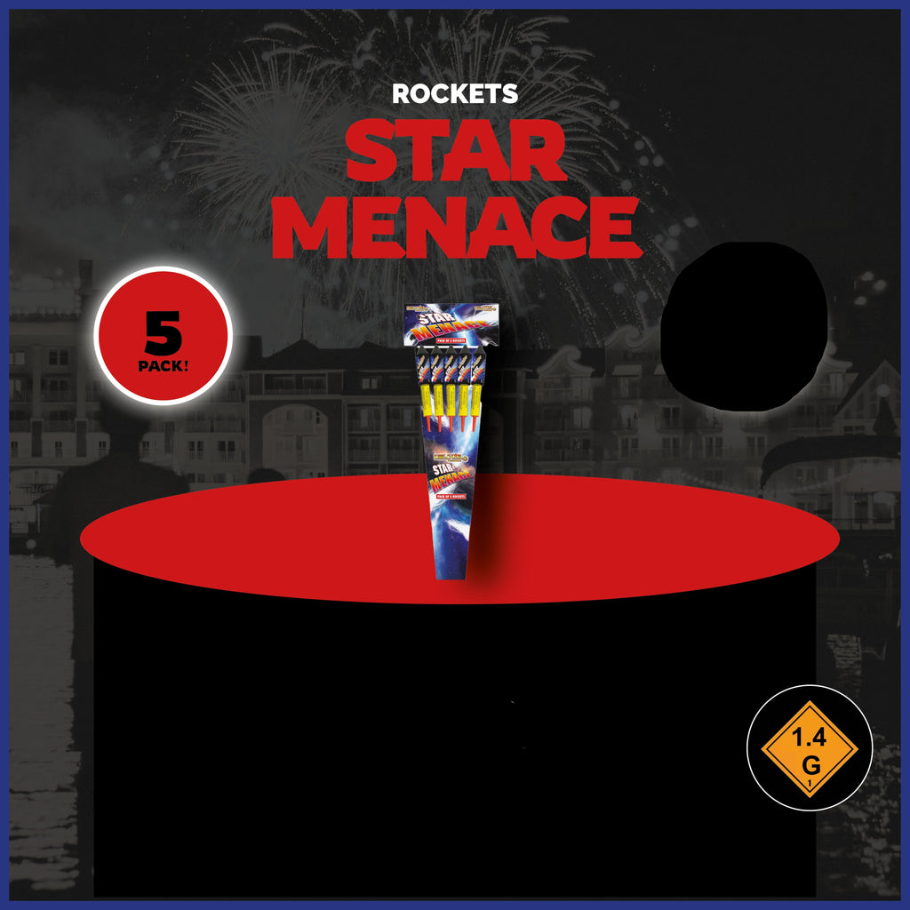 Firestar Fireworks Star Menace 5 Pieces