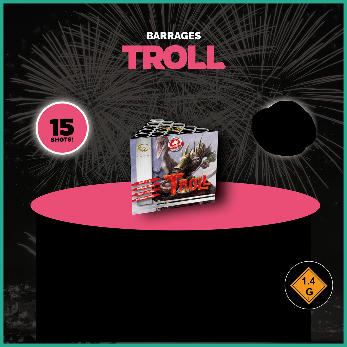 Gemstone Fireworks Troll Barrage Cake