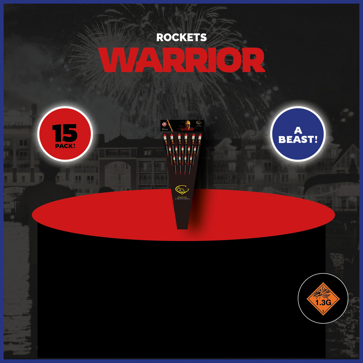 Gemstone Fireworks Warrior Rockets 15 Pieces