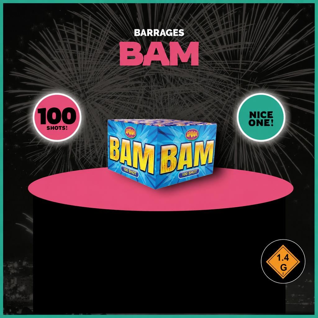 Spook Fireworks Bam product image with the Boom Fireworks logo covered